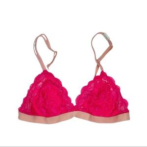 PINK Victoria’s Secret‎ Hot Pink Lace Bralette S